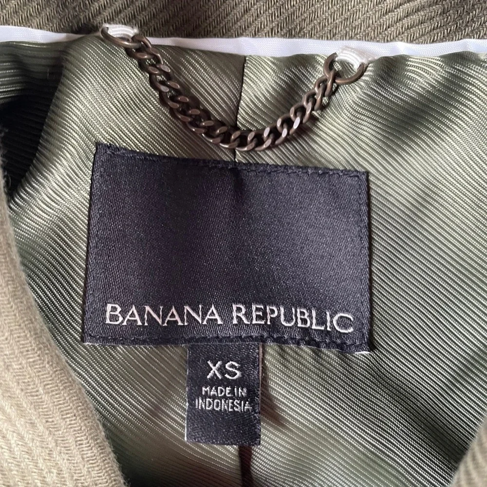 Banana Republic Military Double‎ Breasted Peacoat Olive Green Twill Jacket XS